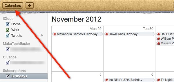 Display your calendars in iCal.
