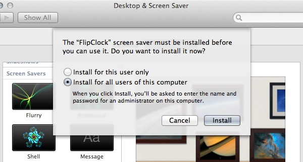 Install the FlipClock screen saver for all users or just yourself.