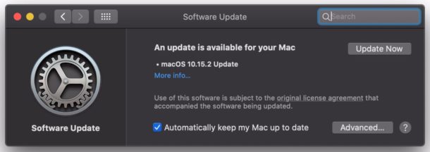  Download aggiornamento MacOS Catalina 10.15.2 "larghezza =" 610 "altezza =" 216 "class =" aligncenter size-large wp-image-93943 "/> </noscript></p>
<p>L’aggiornamento di MacOS Catalina 10.15.2 richiede circa 15 GB di spazio di archiviazione gratuito per completare l’installazione. Anche il Mac deve riavviarsi per completare l’installazione.</p>
<p>L’aggiornamento di MacOS Catalina 10.15.2 è disponibile solo per un Mac che esegue attivamente una versione precedente di MacOS Catalina. Se stai eseguendo macOS Mojave 10.14.6 o MacOS High Sierra 10.13.6, troverai invece un aggiornamento di sicurezza da scaricare.</p>
<p><img decoding=