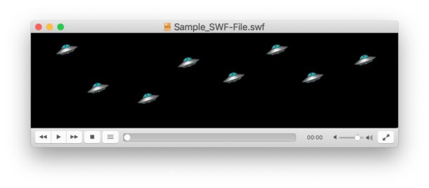  Riproduzione di file SWF su Mac "width =" 610 "height =" 268 "class =" aligncenter size-large wp-image-93027 "/> </noscript></p>
<p>Puoi anche trascinare e rilasciare il file SWF nella playlist VLC, il che può essere utile se hai più file SWF che desideri riprodurre o visualizzare.</p>
<p><img decoding=