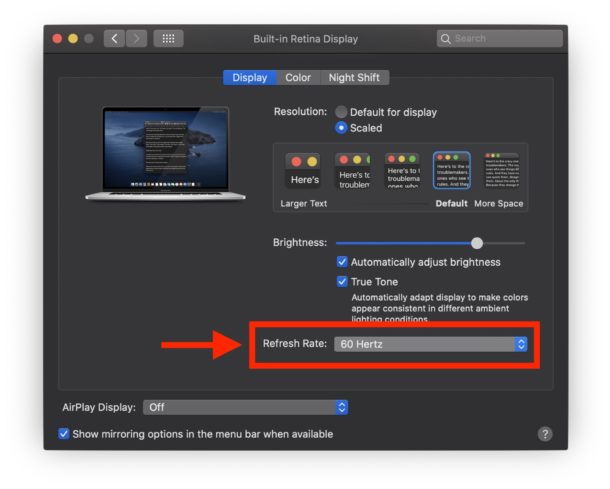  Come modificare la frequenza di aggiornamento sul display Mac "width =" 610 "height =" 489 "class =" lazy lazy-hidden aligncenter size-large wp-image-97962 "data- /> </p>
<p> <-> <img decoding=